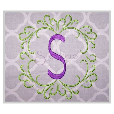 Swirly Framed Embroidery Monogram 6 7 8 Stitchtopia