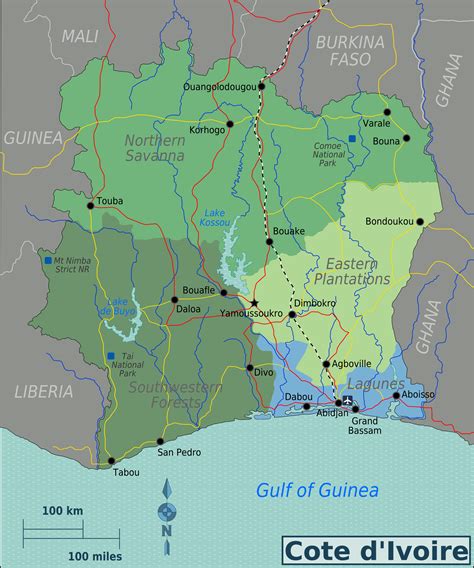 Large Regions Map Of Cote D Ivoire Cote D Ivoire Africa Mapsland