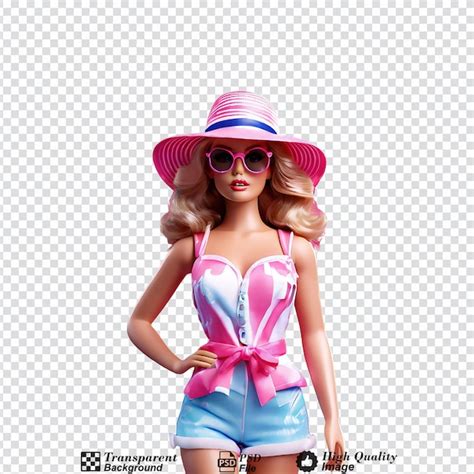 Boneca Barbie Segurando Sacos De Compras Cidade Isolada Em Fundo