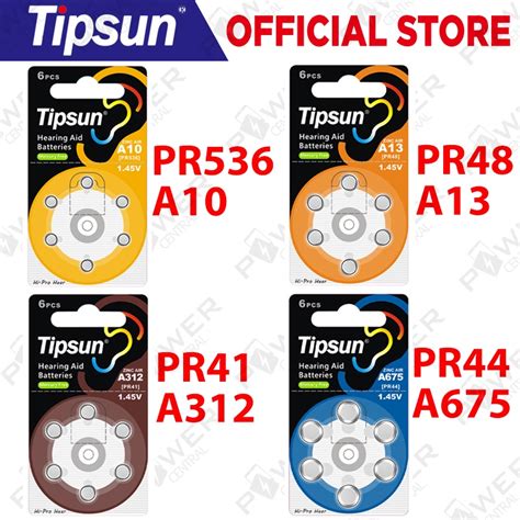 Tipsun Hearing Aid Zinc Air Battery A10 Pr70 Pr536 A312 Pr41 A13 Pr48 A675 Pr44 1 4v Shopee