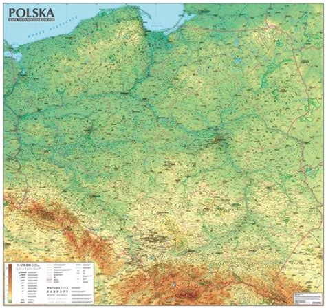 Polska Mapa Og Lnogeograficzna Mapa Cienna Oprawiona W Listwy