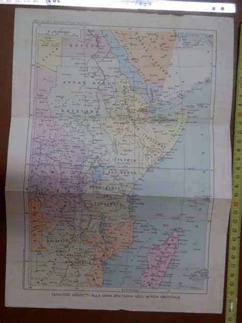 Vecchia Carta Geografica D Epoca Fascista Mappa Gran Bretagna Africa