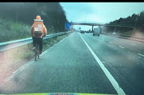 Police Catch Food Delivery Cyclist Riding Down Hard Shoulder Of Motorway Cambridgeshire Live