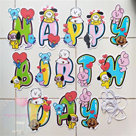 Jual Banner Bunting Flag Happy Birthday Hbd Bt Bts Rainbow Besar