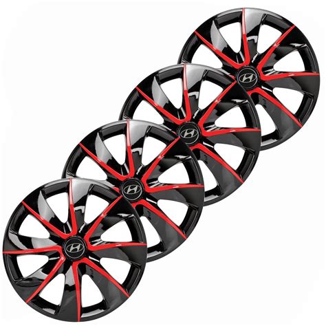 Jogo De Calotas Elitte Prime Black Red Aro Emblema Hyundai