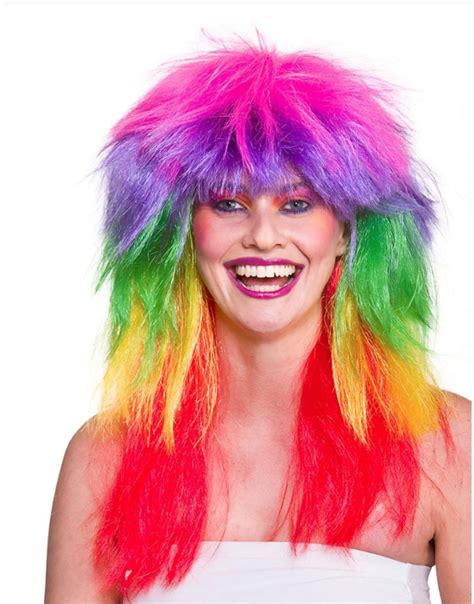 Ladies Glam Rainbow Wig Wigs Mega Fancy Dress