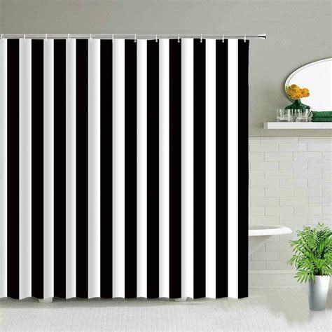 Black And White Stripes Shower Curtains Geometry For Bathroom Decor