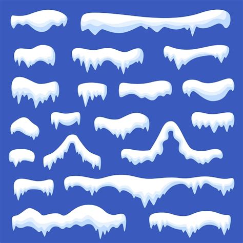 Premium Vector Snow Caps Collection Frozen Winter Cap Snowy Ice Decor