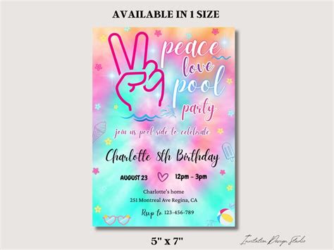 Pastel Rainbow Pool Party Invitation Basic Pool Party Invite - Etsy