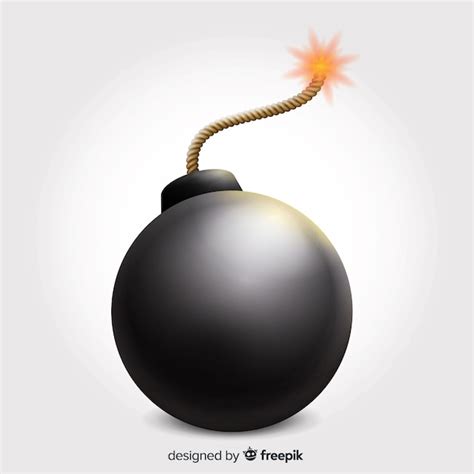 Free Vector | Round realistic bomb with fuse