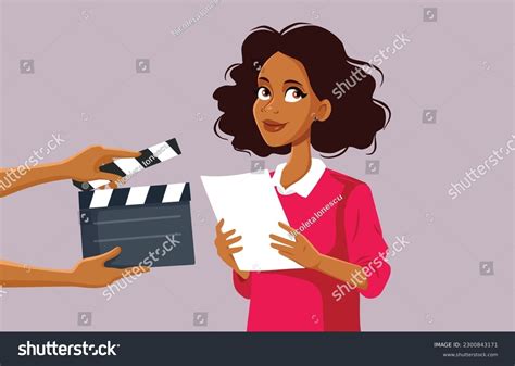 Actor Rehearsing Lines On Set Vector Stock Vector Royalty Free