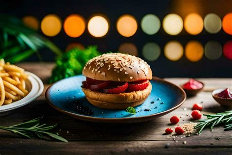 Un Hamburguesa Y Franc S Papas Fritas En Un L Mina Generado Por Ai