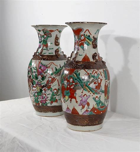 Proantic Paire De Vases En Porcelaine De Nankin Chine Fin Xixe