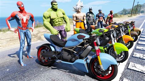 Racing Spiderman Motorcycles With Superheroes Extreme Arrow Sign Ramp