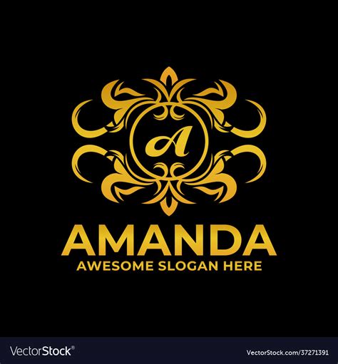 Logo Amanda Gold Color Luxury Style Royalty Free Vector