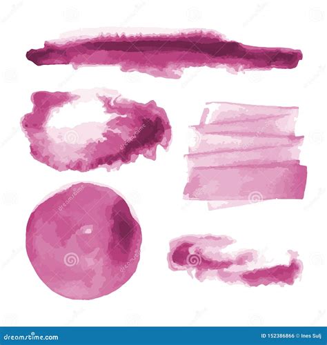 Formas Cor De Rosa Da Aquarela Splotches Manchas Cursos Da Escova De