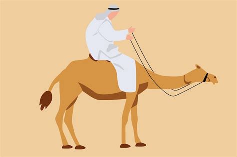 Premium Vector An Arab Man Riding A Camel Illustration