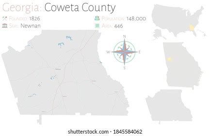 Large Detailed Map Coweta County Georgia Stock Vector (Royalty Free ...