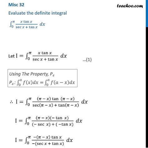 Question 2 Definite Integral X Tan X Sec X Tanx Miscellaneous