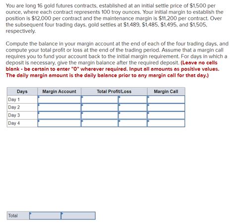 Solved You Are Long 16 Gold Futures Contracts Established Chegg