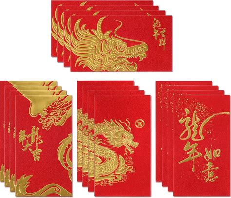 12 Pack Chinese Red Envelopes 2024 Chinese New Year