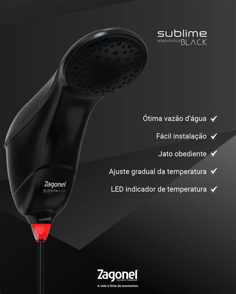 Eletro Beltrão DUCHA SUBLIME ELETRONICA 7500W 220V BLACK ZAGONEL