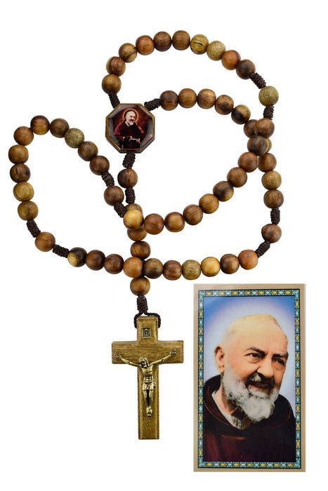 10 mm Wood Padre Pio Rosary — The Roman Catholic Store