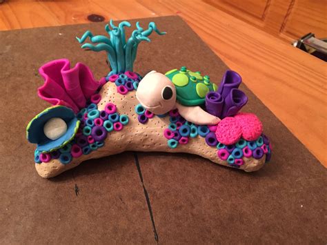 DIY Polymer Clay Coral Reef Sea Turtle Ocean Life Polymer Clay Turtle