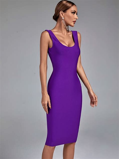 Backless Bandage Dress Women Purple Bodycon Dress Evening Party Elegan Bella Fancy Dresses Us