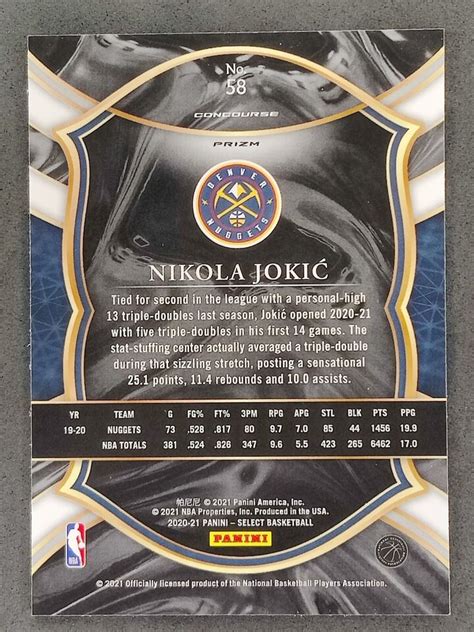 2020 21 Select NIKOLA JOKIC Concourse Red White Orange Shimmer 58