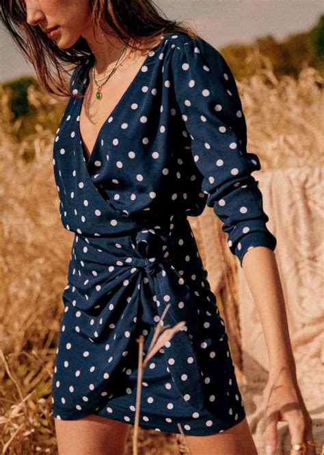 Noemia Dress Navy polka dots Viscose Sézane