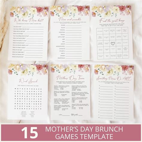 Mothers Day Brunch Games Bundle Mothers Day Party Games Mothers Day