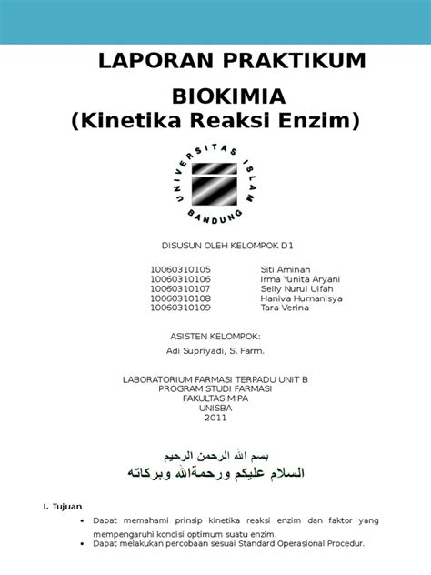 PDF Laporan Biokimia Kinetika Reaksi Enzim DOKUMEN TIPS