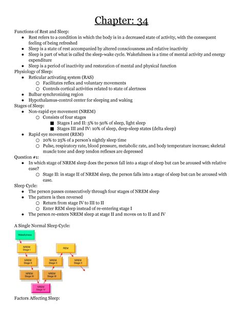 Chapter 34 Nursing Concepts 1 Chapter 34 Functions Of Rest And Sleep