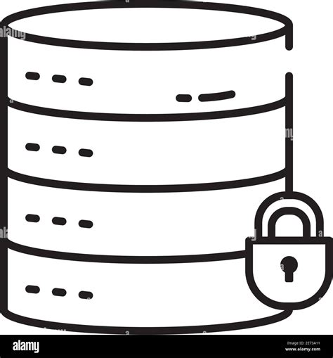 Locked Data Server Icon Over White Background Half Line Style Vector