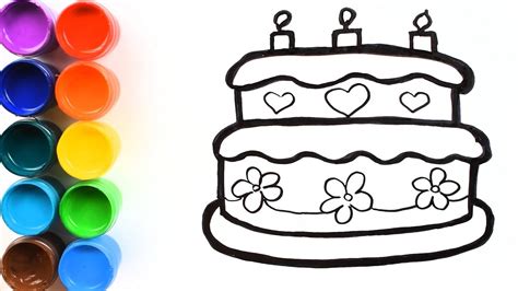 Birthday Cake Drawing Easy How To Draw Birthday Cake For Kids How To ...