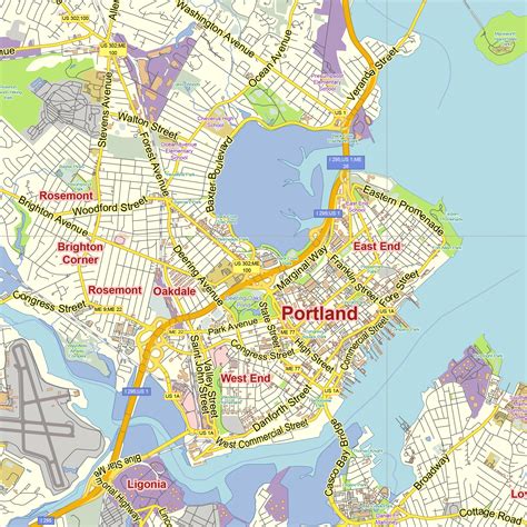 Portland Maine US editable layered PDF Vector Map – Maps in Vector