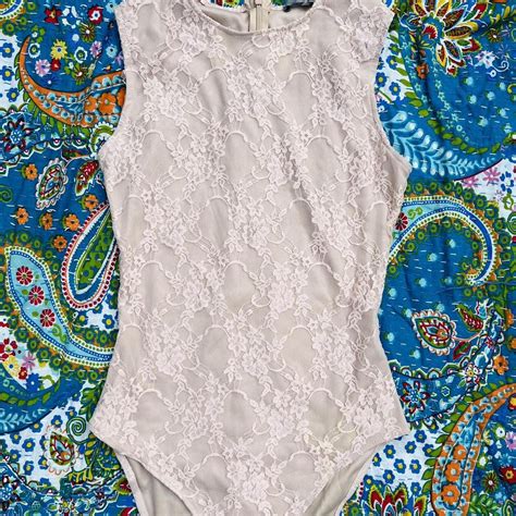 Vintage Nude Lace Body Suit With Centre Back Zip Depop