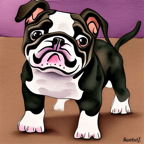 Cute Baby Bulldog Running · Creative Fabrica