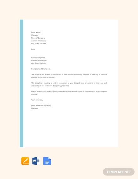 17 Free Sample Disciplinary Letter Templates Word Apple Pages