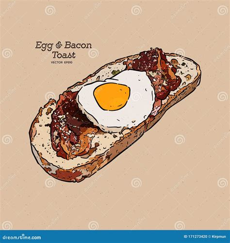 Tosta De Huevo Y Tocino Vector De Dibujo A Mano Ilustraci N Del Vector