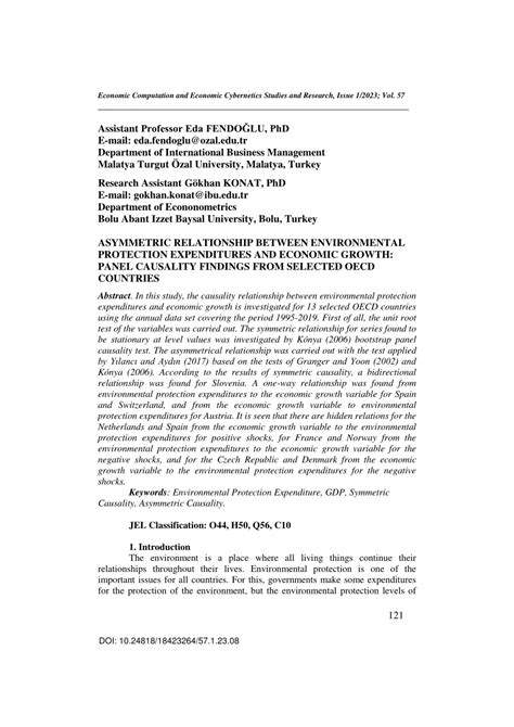 PDF Asymmetric Relationship Between Environmental Protection