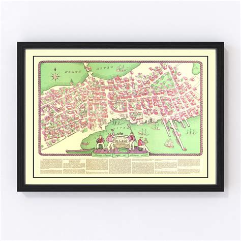 Vintage Map Of Salem Massachusetts 1930 By Teds Vintage Art