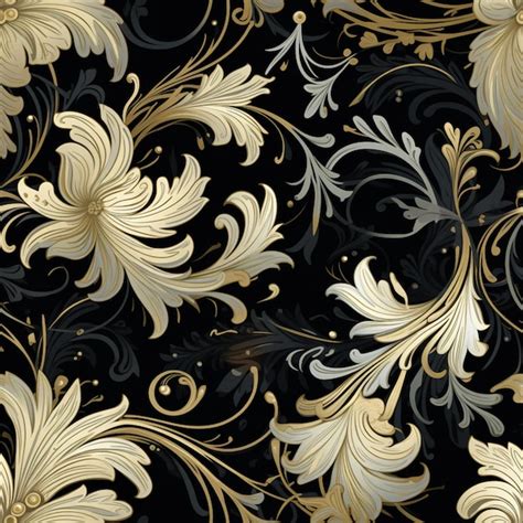 Premium Photo A Close Up Of A Black And Gold Floral Background With