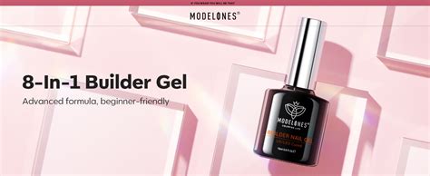 Modelones Builder Nail Gel In Nude Pink Glitter Builder Nail Gel