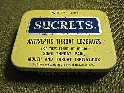 Vintage Sucrets Throat Lozenges Tin Antique Price Guide Details Page