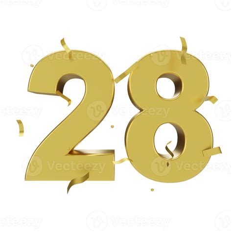 Oro 28 Número Con Papel Picado 22220849 Png