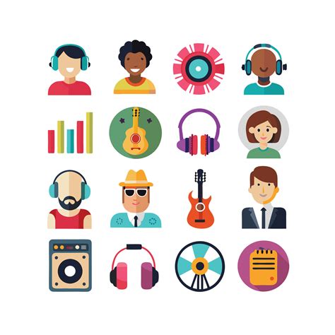 Music and Entertainment Icon Set Collection Illustration 47583775 ...