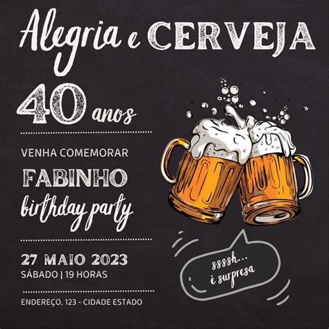 Convite de Aniversário Cerveja Elo7 Produtos Especiais