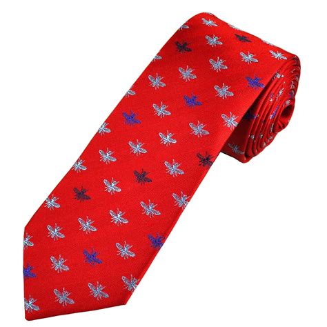 Tresanti Reale Red Shades Of Blue Honey Bee Silk Men S Novelty Tie